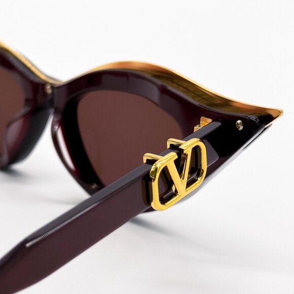 NEW VALENTINO V-GOLDCUT VLS-114B BORDEAUX WOMEN CAT EYE SUNGLASSES VALENTINO - Picture 11 of 14